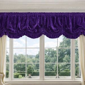 Purple Velvet Balloon Valance | Romantic & Lux | Large One Size | Window Cover